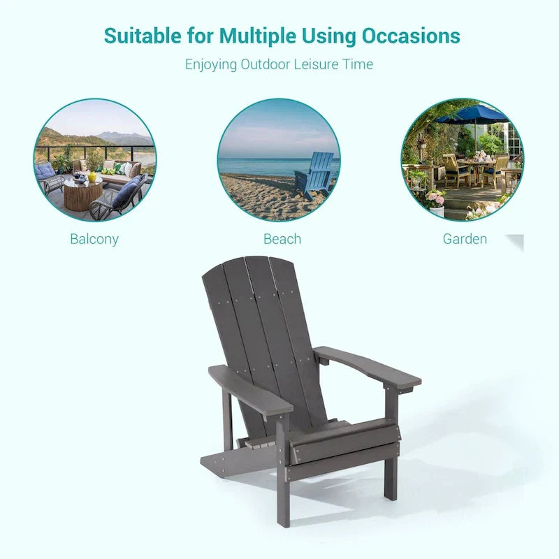 Bonosuki Wetterfeste Outdoor-Adirondack-Stühle aus Holz – 4er-Set