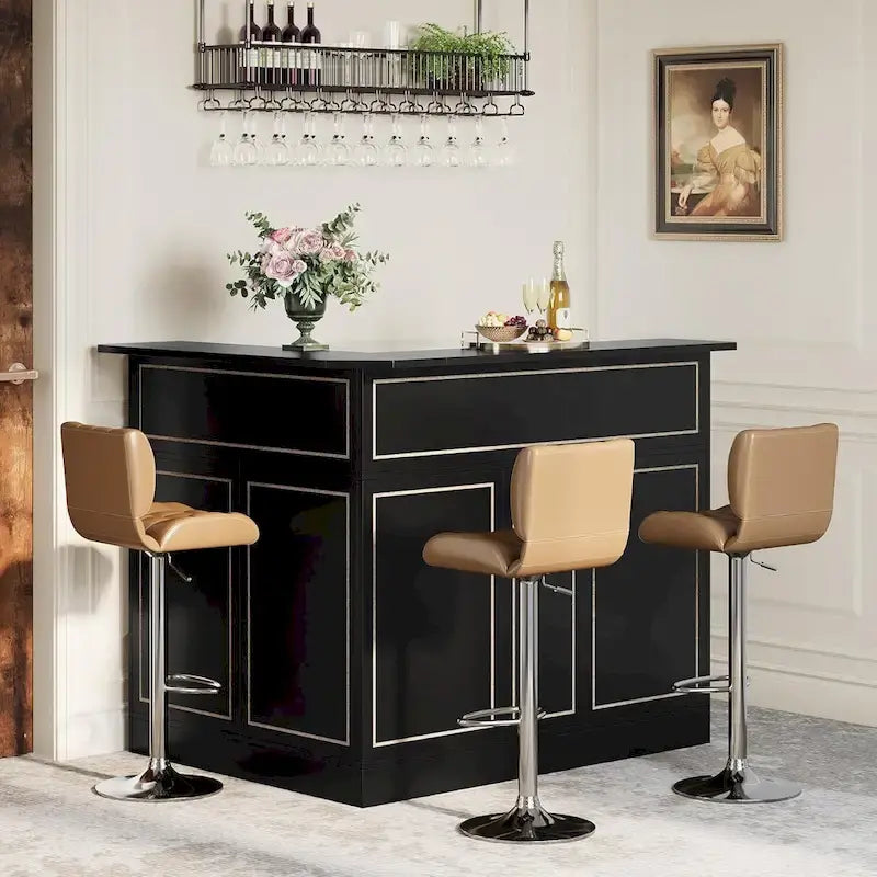 L-förmiger Barschrank mit Gläserhaltern für die Hausbar