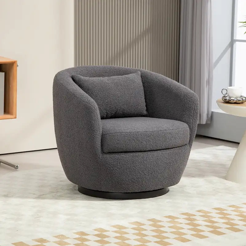 Gepolsterter drehbarer Fauteuil mit Stauraum, moderner Wohnzimmer-Sessel für Schlafzimmer/Büro/Lesebereiche