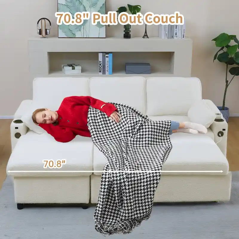 80 L-förmiges Schlafsofa, Sofabett mit Ausziehbett, umwandelbares Schlafsofa