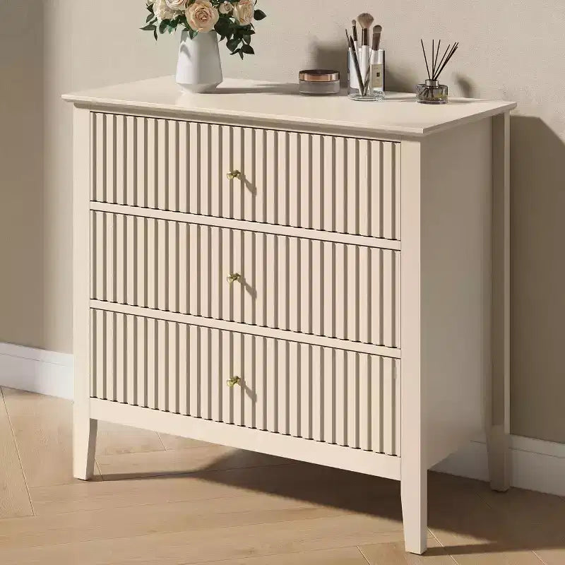 Heynemo Kommode mit 3 Schubladen, lackiert, 76 cm hoher Holz-Nachttisch mit Stauraum, breite moderne Kommode mit Kugelauszug
