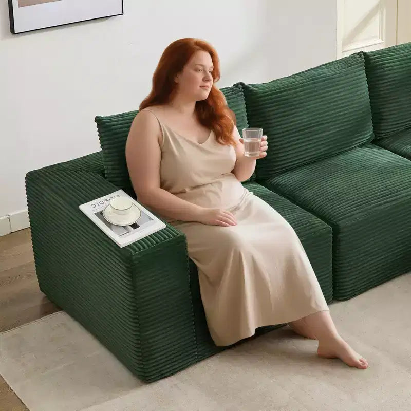 108 Modernes Sofa, 3-Sitzer Polster Ecksofa mit Kissen, Tiefes Sofa, Keine Montage Erforderlich