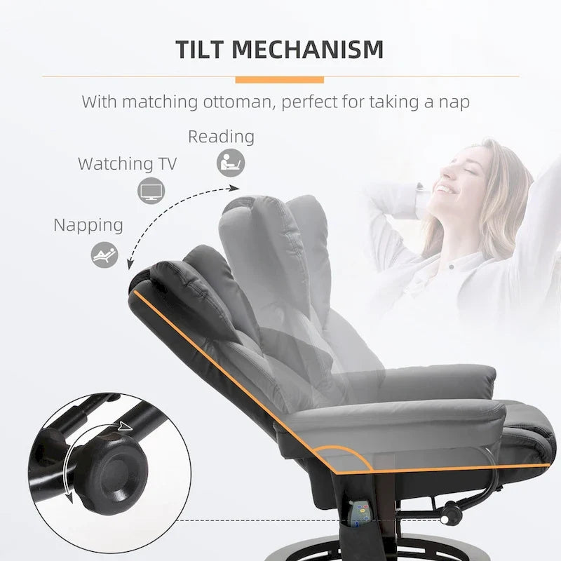 HOMCOM Massage-Liegesessel mit Hocker
