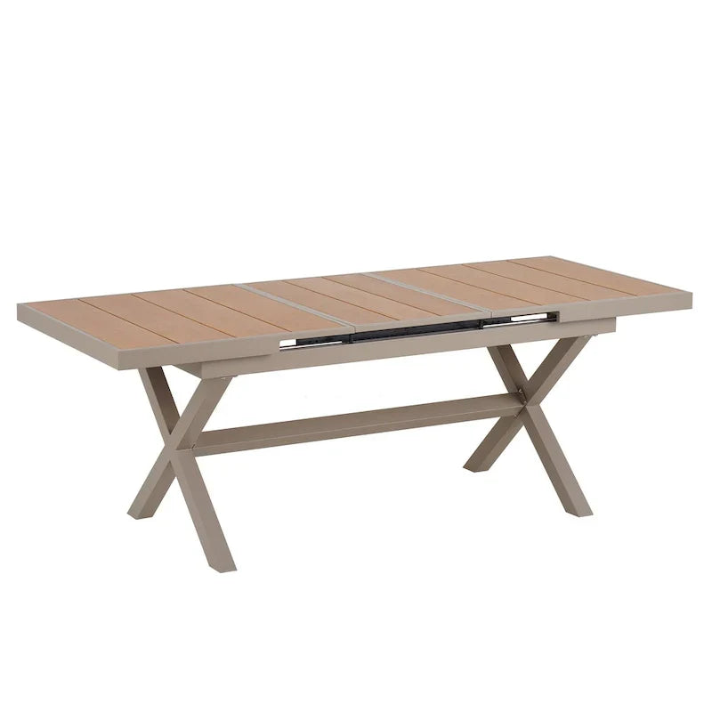 7-teiliges ausziehbares Outdoor-Essgruppe mit Ausziehtisch und 6 Armlehnstühlen