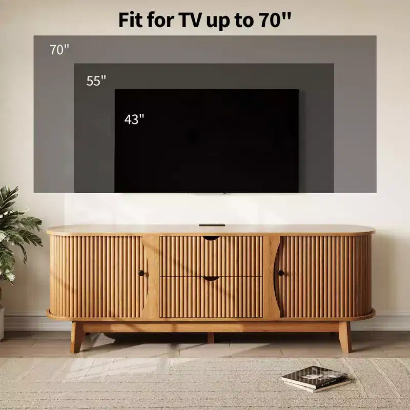 Schwarz/Braun Mid-Century TV-Schrank mit 2 Schubladen, für 1 Zimmer