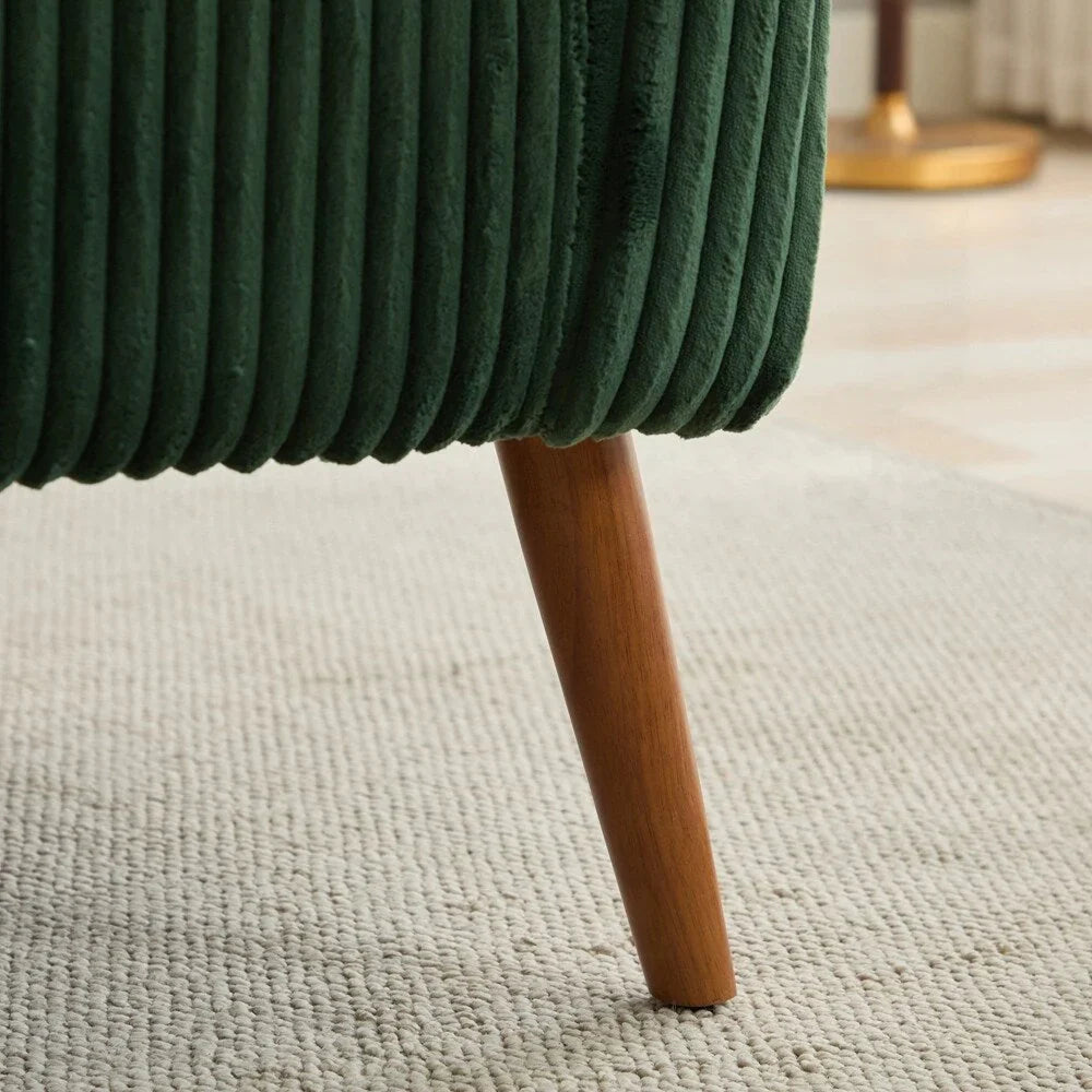 Zweisitzer-Sofa, bezogen mit Cordstoff, mit Walnussholzbeinen