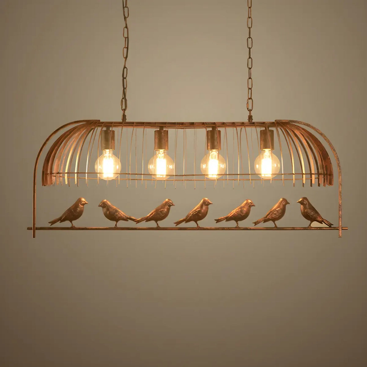 Pendelleuchte im Industriedesign mit Vogelkäfig für die Küche