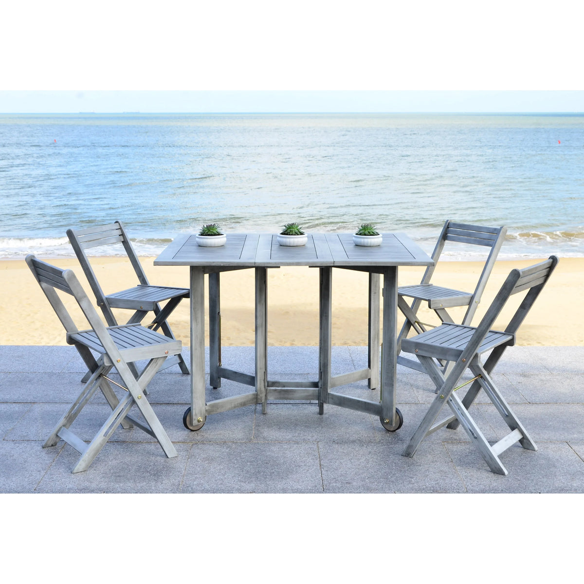 SAFAVIEH Outdoor Brandy 5-teiliges Outdoor-Esstisch-Set – 43Bx35Tx29H