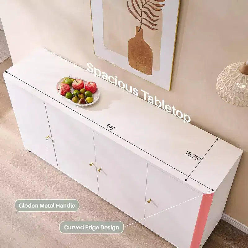 Küchenbuffet Anrichte mit 4 Türen und Regalen, modernes großes Sideboard Buffet Aufbewahrungsschrank, 66 Kaffeebar-Aufbewahrungsschrank