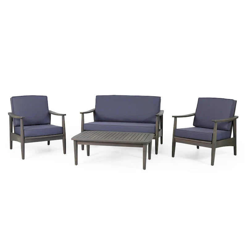 Willowbrook Outdoor Akazienholz 4-Sitzer Lounge-Set von Christopher Knight Home