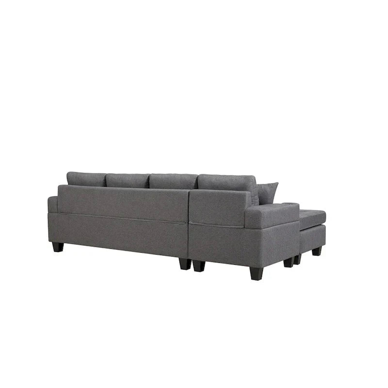 Schnittsofa-Wohnzimmer mit L-förmigem Chaiselongue und Getränkehalter