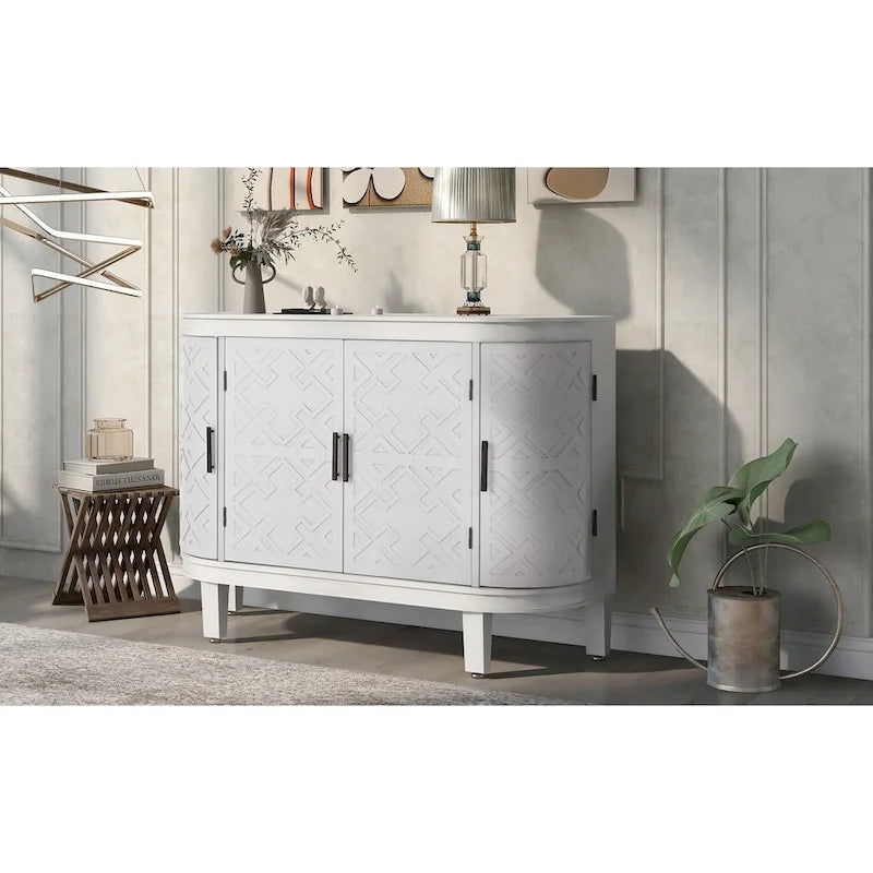 Akzent-Aufbewahrungsschrank Sideboard Holzschrank mit Türen im Antik-Muster für Flur, Eingangsbereich, Wohnzimmer, Schlafzimmer