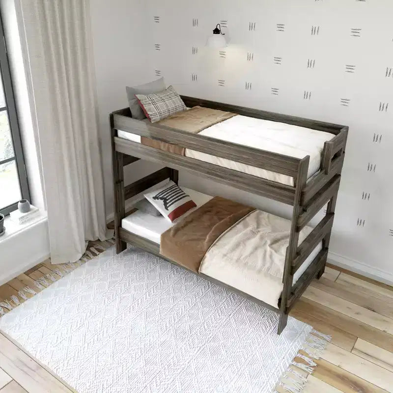 Plank+Beam Massivholz-Bauernhaus-Etagenbett (Einzelbett über Einzelbett) für Erwachsene