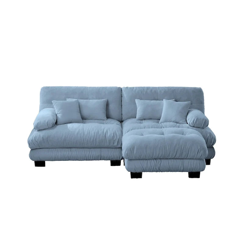 L-förmiges Loveseat Sofa Chenille Sektionssofa mit Lendenkissen