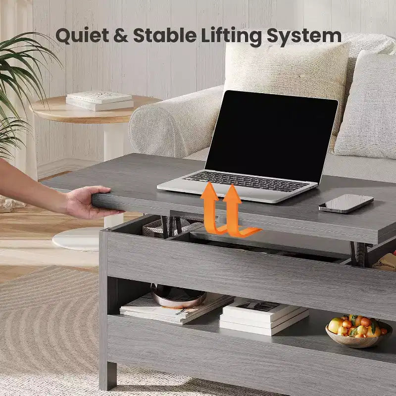 Couchtisch mit Stauraum, Couchtisch im Landhausstil, Couchtisch mit zwei Schubladen, Couchtisch für Wohnzimmer und Homeoffice