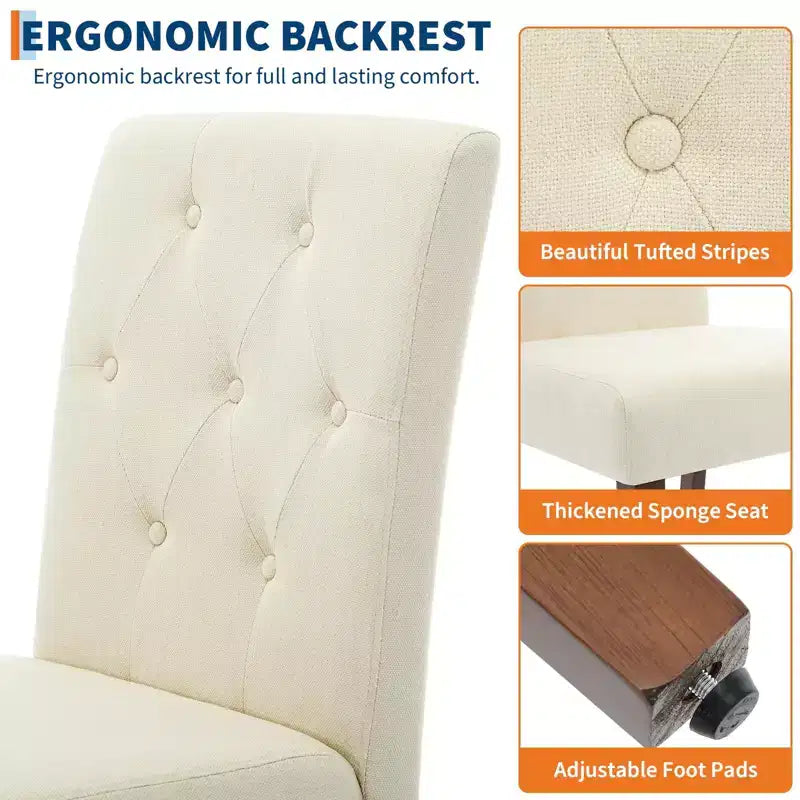 Parsons Esszimmerstühle mit Knopfheftung, 6er/4er-Set – Polsterstühle aus Stoff mit Holzbeinen & gepolsterten Sitzen – Wohnzimmer- und Küchenmöbel
