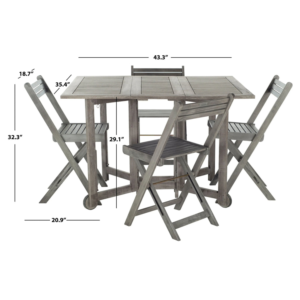 SAFAVIEH Outdoor Brandy 5-teiliges Outdoor-Esstisch-Set – 43Bx35Tx29H