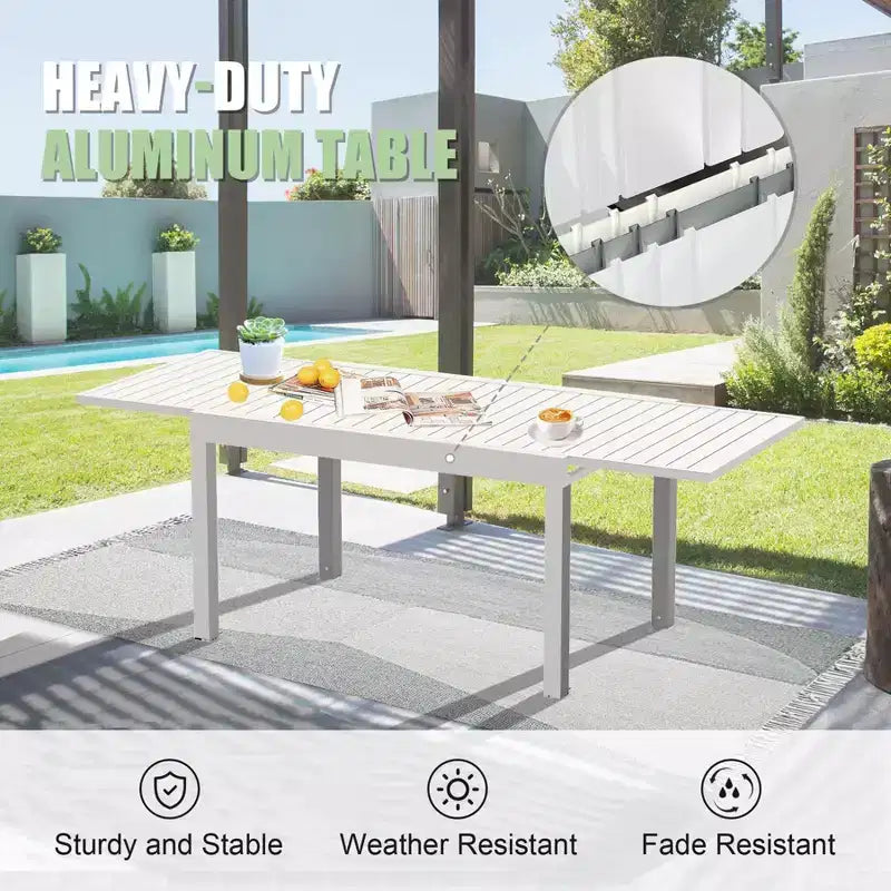 Okak Esstisch Aluminium ausziehbarer Terrassentisch Esstisch Küchentisch für das Esszimmer
