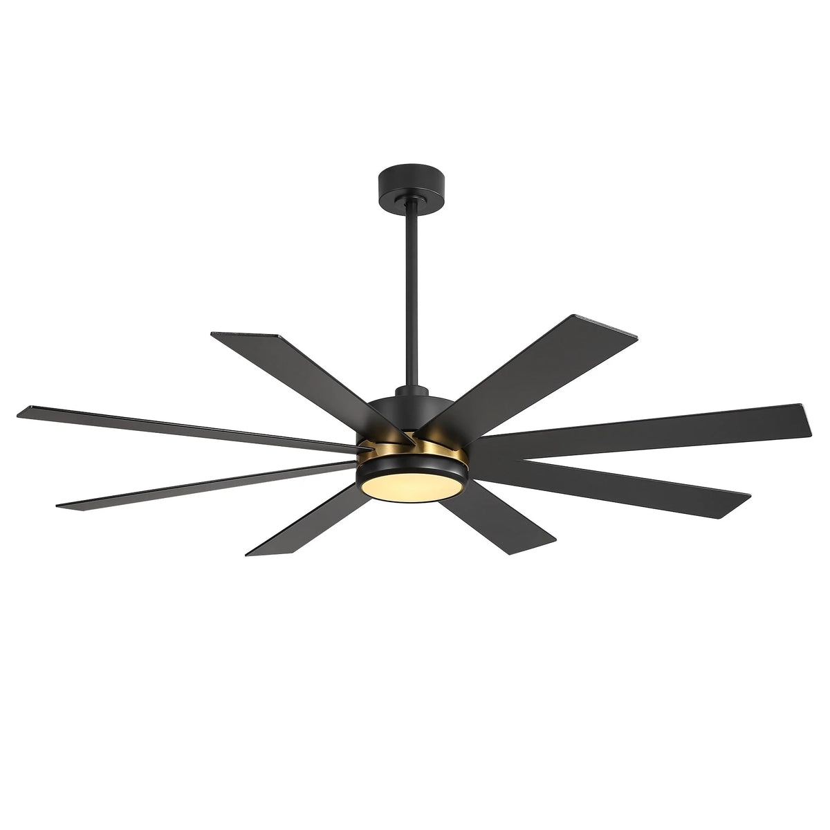 65-Zoll-LED-Deckenventilator mit 8 Flügeln, Licht und Fernbedienung, Schwarz