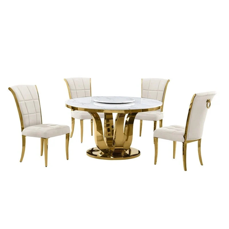 Beste Qualität Möbel D325-SC324-7 5-teiliges rundes Esszimmer-Set