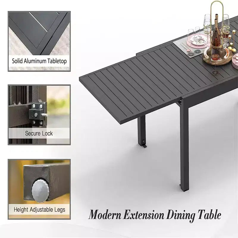 Okak Esstisch Aluminium ausziehbarer Terrassentisch Esstisch Küchentisch für das Esszimmer