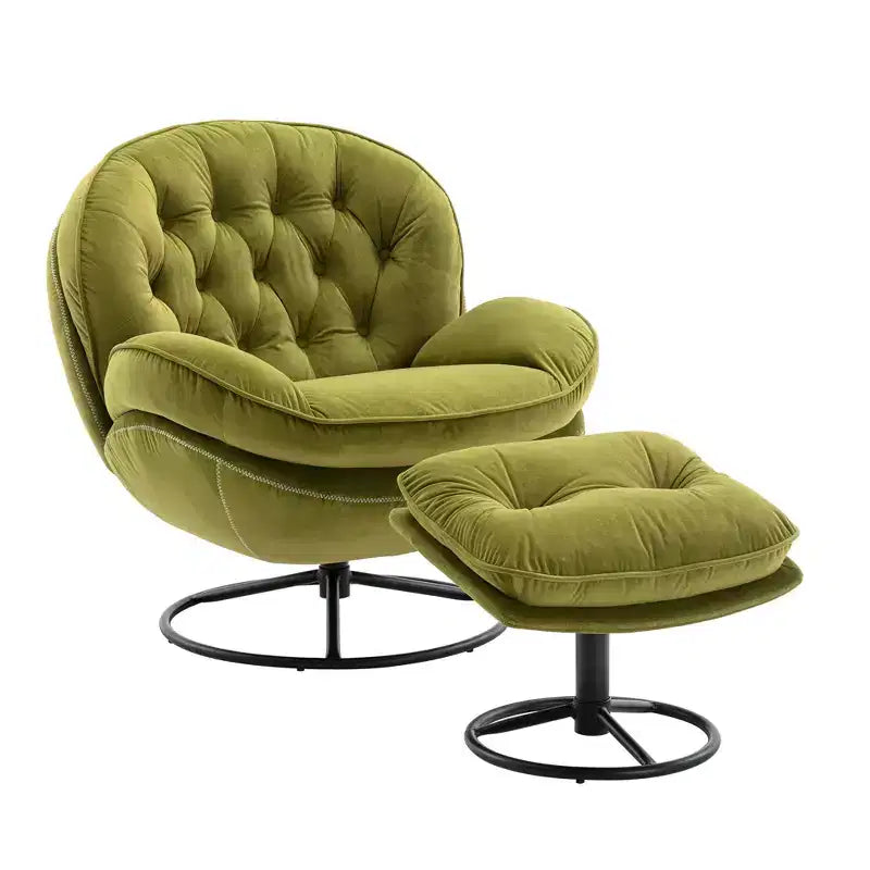 Okak Samt-Akzentsessel mit Ottoman, moderner Armloser Sessel im Mid-Century Stil für das Wohnzimmer, weicher bequemer Sessel zum Fernsehen, Gaming
