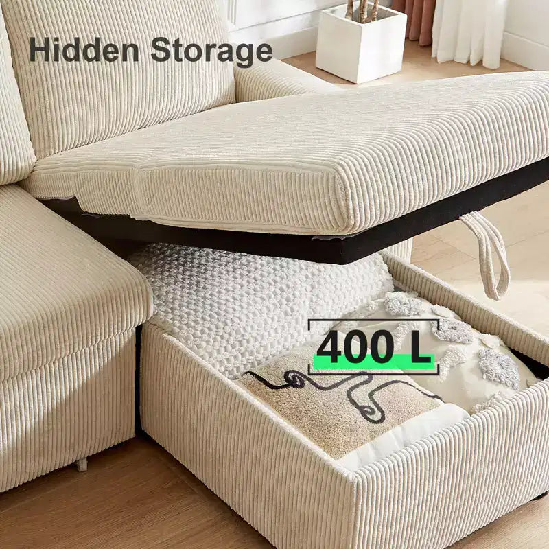 Dyonery 81 Sektional-Schlafsofa, L-förmige Ausziehcouch mit beidseitigem Stauraum, USB, verstellbare Rückenlehne