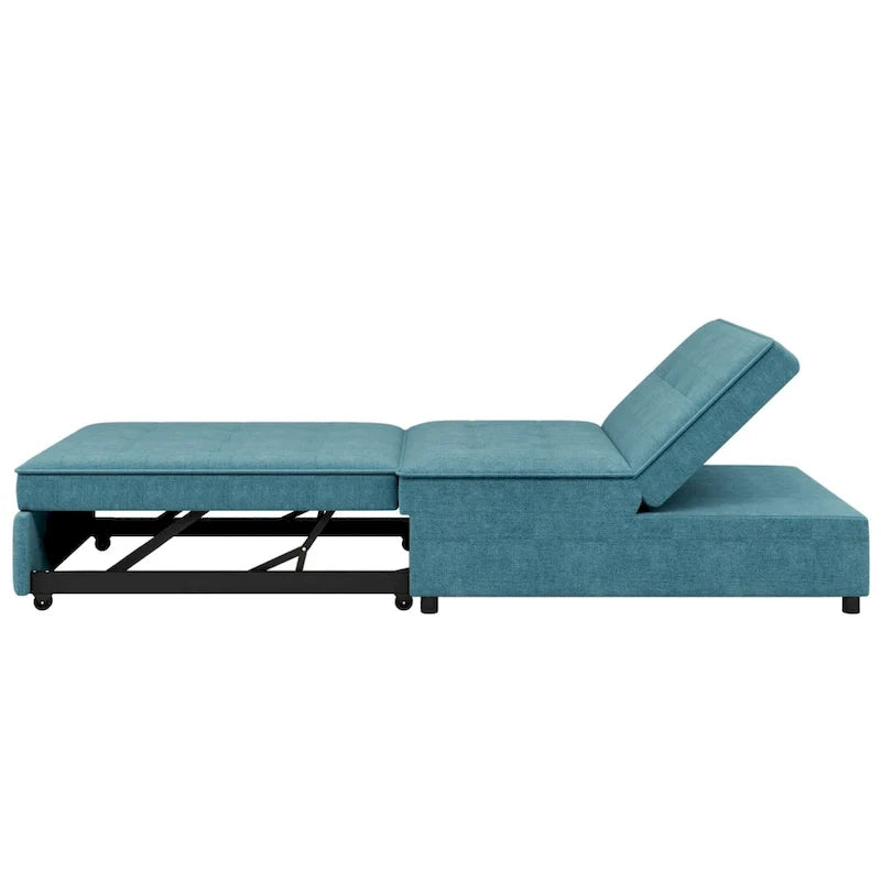 72.5 Leinen 4-in-1 3-Sitzer Schlafsofa mit 5-fach verstellbarer Rückenlehne und Aufbewahrungstasche