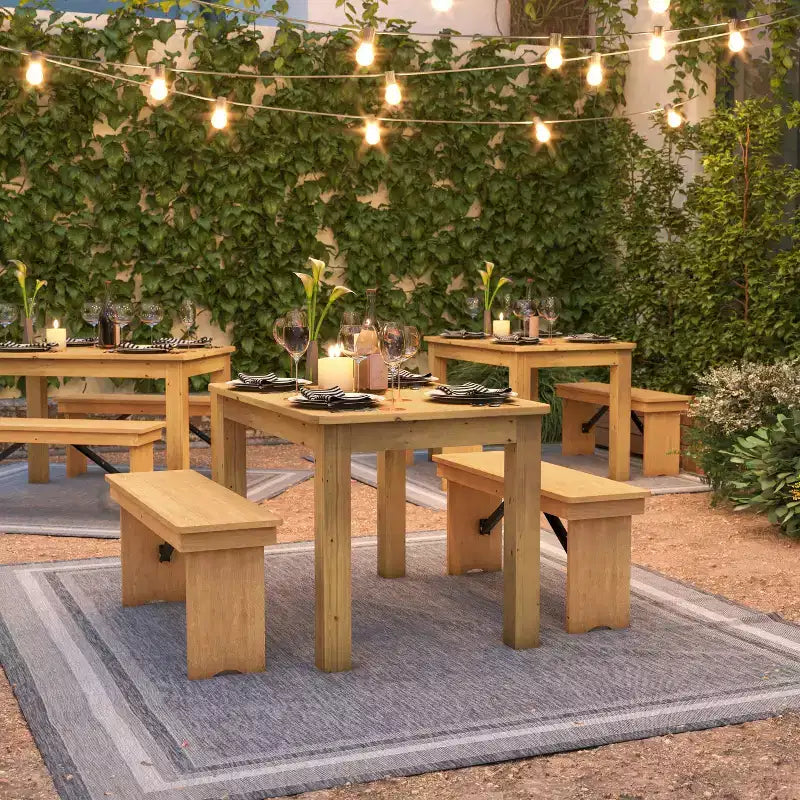 Flash Furniture 46 x 30 rechteckiger Esstisch aus massiver Kiefer im Landhausstil