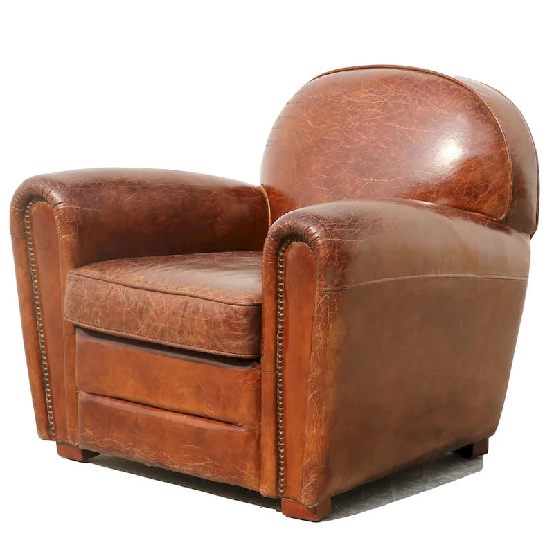 Pasargad Home Clubsessel Paris aus echtem Leder, Braun