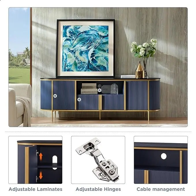 Moderner Luxus-TV-Ständer, Entertainment-Center, mit Kunstmarmorplatte