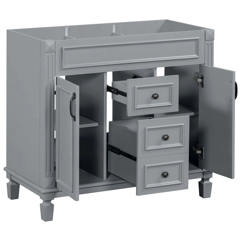 Moderner 36'' Badschrank mit Aufsatzwaschbecken und Spiegelschrank, 2 Türen und 2 Schubladen