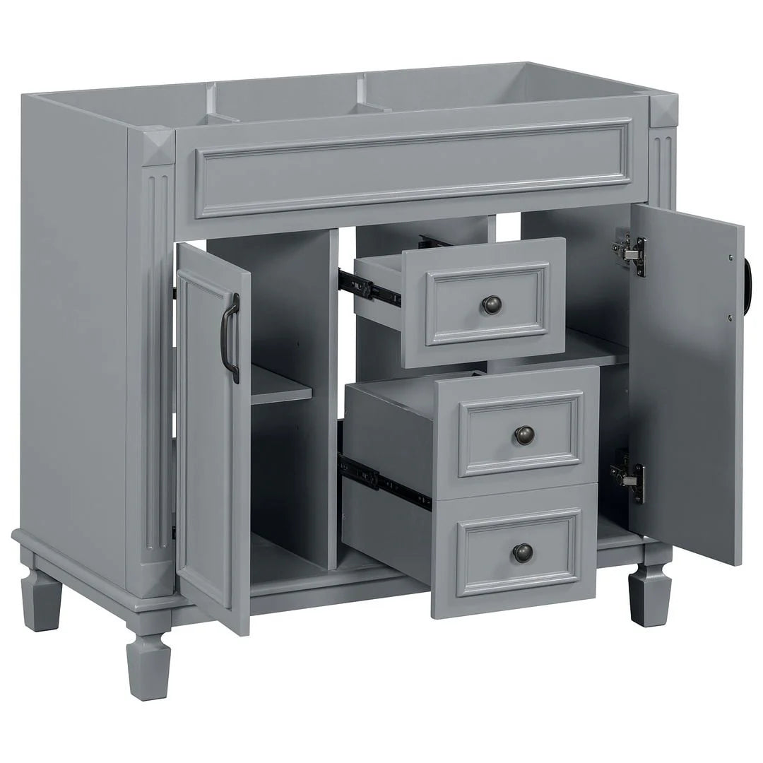 Moderner 36'' Badschrank mit Aufsatzwaschbecken und Spiegelschrank, 2 Türen und 2 Schubladen