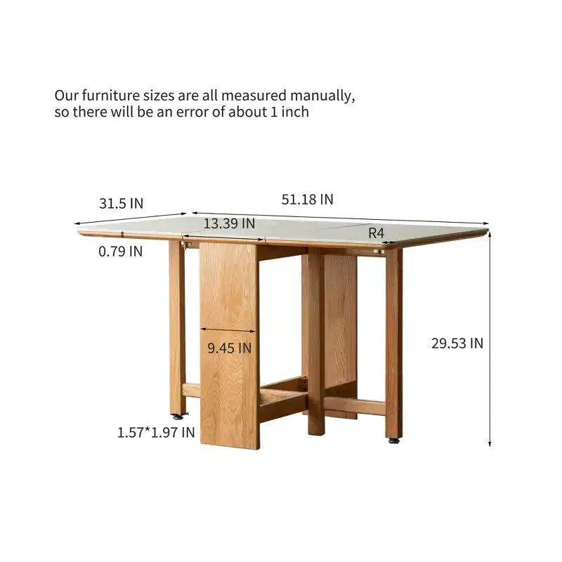 GDFStudio Agatha Moderner Massivholz-Klapptisch für 4-6 Personen mit Rock Slab Platte
