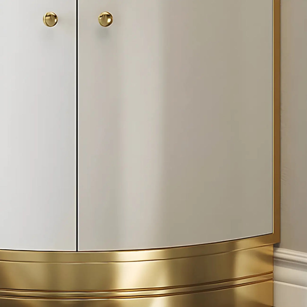 Glam Glossy Glas Gold Metall Abgerundete Display-Eckvitrine