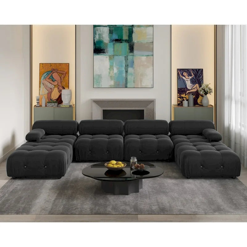 138 Modulares Schlafsofa, U-förmiges, minimalistisches Samtsofa