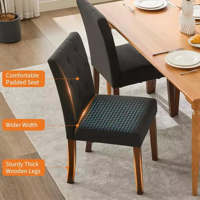Parsons Esszimmerstühle mit Knopfheftung, 6er/4er-Set – Polsterstühle aus Stoff mit Holzbeinen & gepolsterten Sitzen – Wohnzimmer- und Küchenmöbel