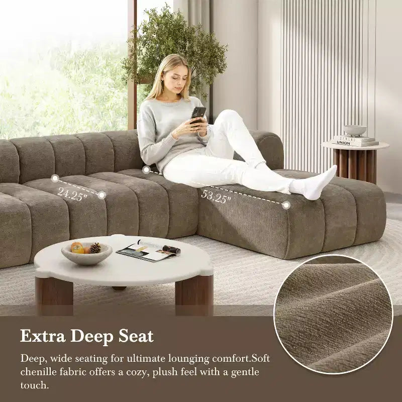 Christopher Knight Home Keri 122 Modernes L-förmiges Polsterecksofa aus hochdichtem Schaumstoff mit niedriger Rückenlehne
