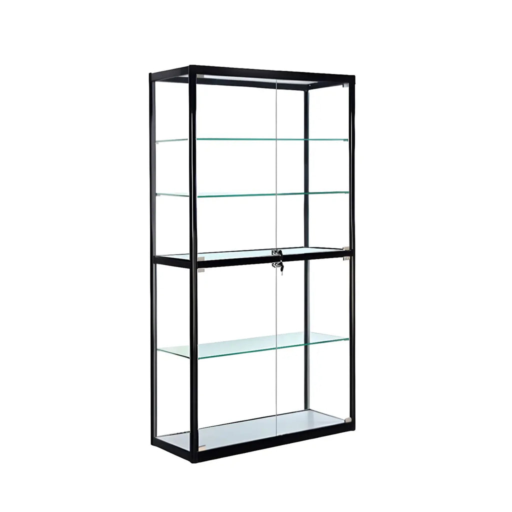 Zeitgenössische rechteckige Vitrine aus schwarzem Glas