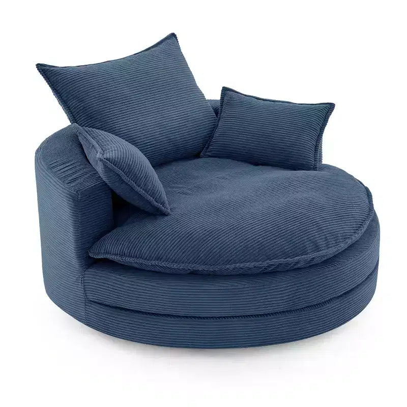 360° drehbarer Loungesessel, drehbarer runder Fass-Sessel mit Kissen für das Wohnzimmer