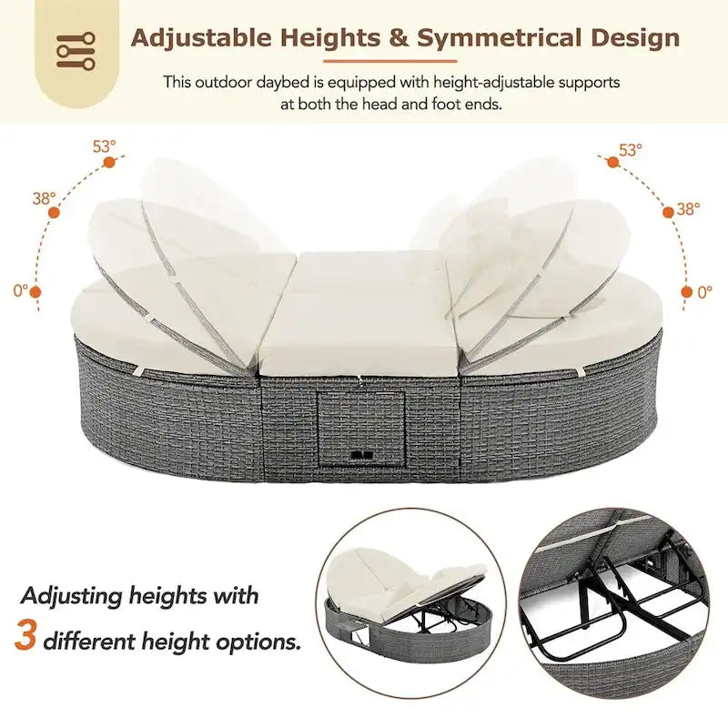 Outdoor Sonnenliege Gartenliege 2-Personen-Daybed mit Kissen und Polstern