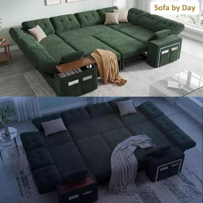 Dyonery 112 Modulares Schlafsofa mit Ausziehfunktion, U-förmiges Schnittsofa mit Stauraum, extra breite und tiefe Sitzflächen für das Wohnzimmer