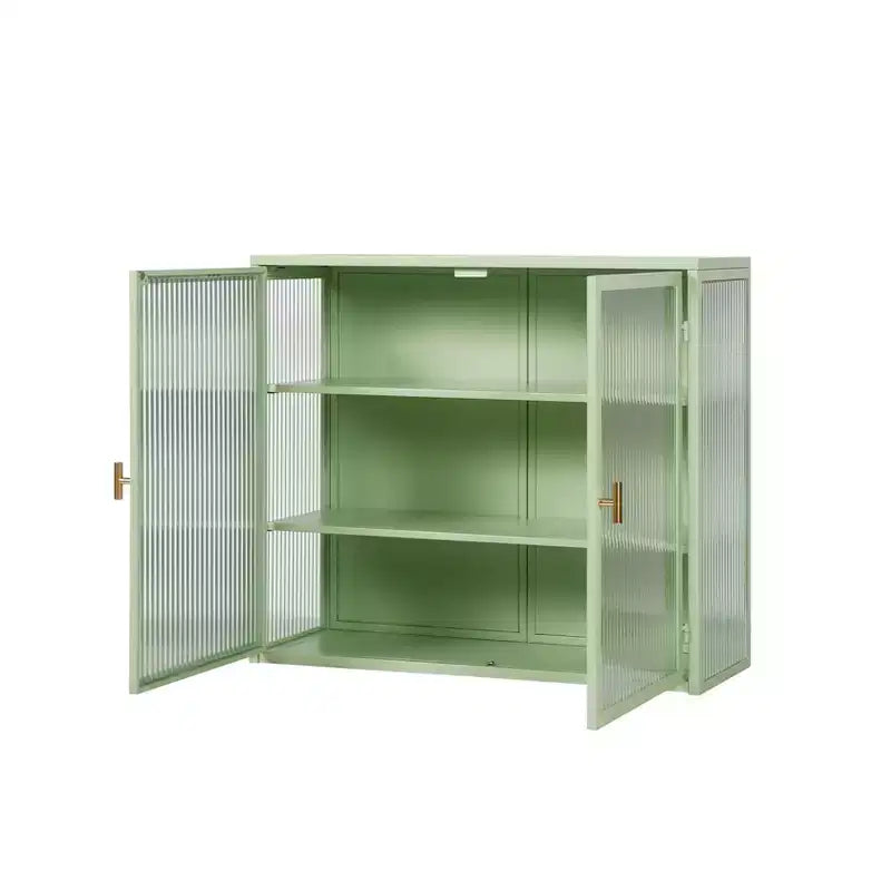 Okak Moderner 2-türiger Wandschrank mit 3-stufigem Stauraum und Glastüren für Flur/Esszimmer/Wohnzimmer/Küche