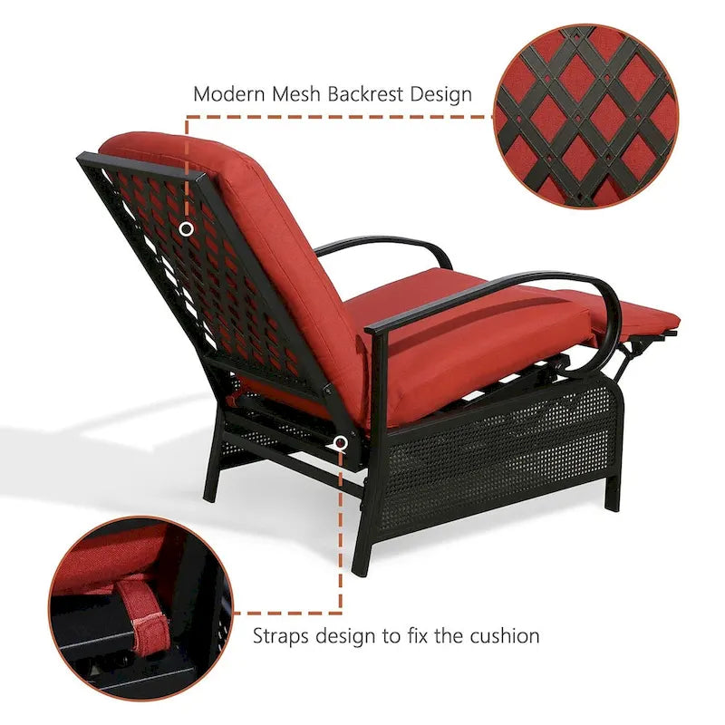 Verstellbarer Liegestuhl Lounge Sessel Gartenliege Sofa mit Kissen - 38 (T) x 26,5 (B) x 38,5 (H) ZOLL