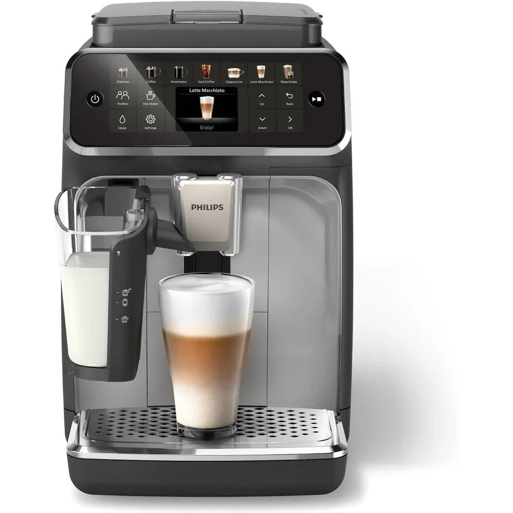 Premium Espressomaschine, 12 heiße/eiskalte Kaffeespezialitäten, LatteGo Milchsystem, Keramikmahlwerk, Schwarz Chrom