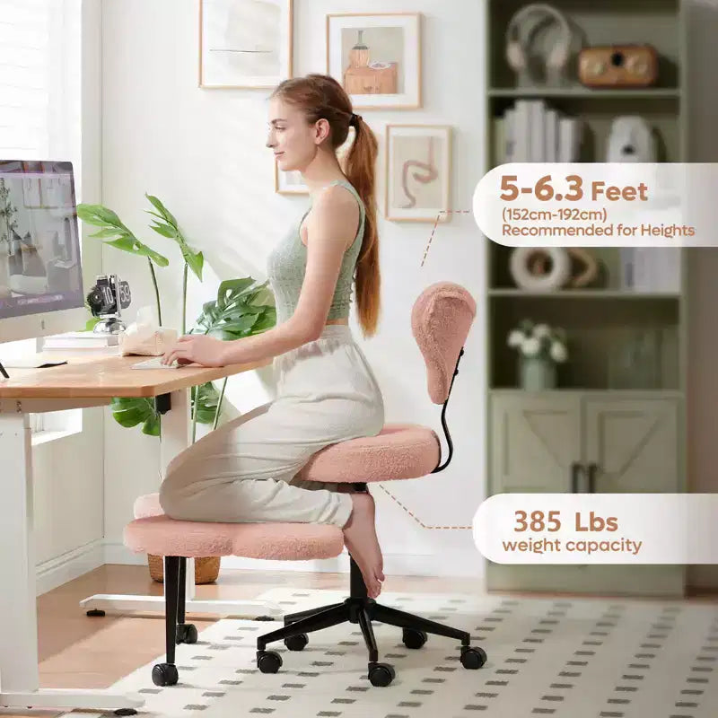 Pinmoco Ergonomischer Kreuz-Bürostuhl, höhenverstellbarer Meditationsstuhl, 360° drehbar, Lendenwirbelstütze, Arbeits- und Bürostuhl, ADHS-Stuhl