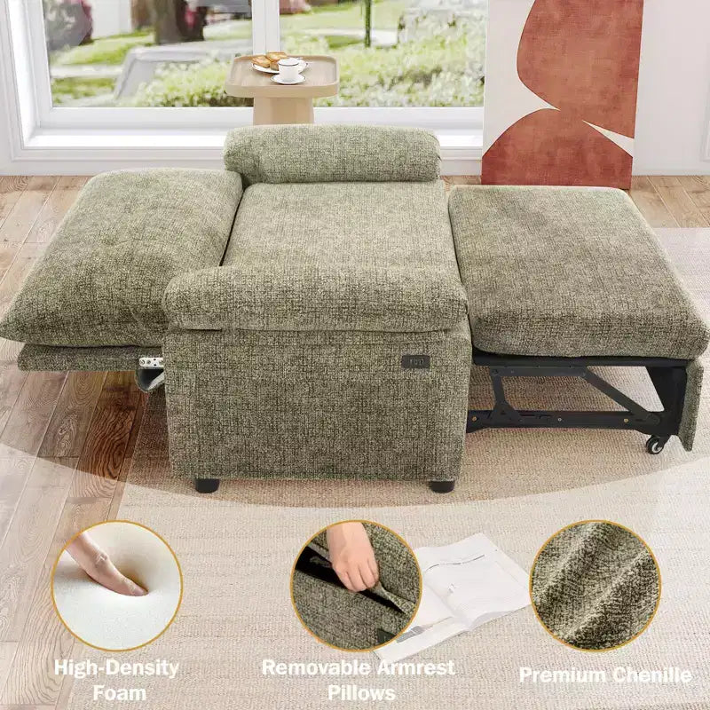 Dyonery 3-in-1 Schlafsofa, Ausziehbares Schlafsofa mit verstellbarer Rückenlehne