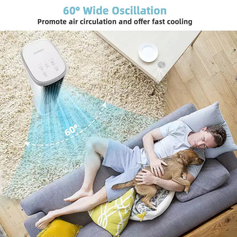 Costway 3-in-1 Tragbarer Verdunstungs-Luftkühler 40'' Turmventilator ohne Rotorblätter mit Zeitschaltuhr
