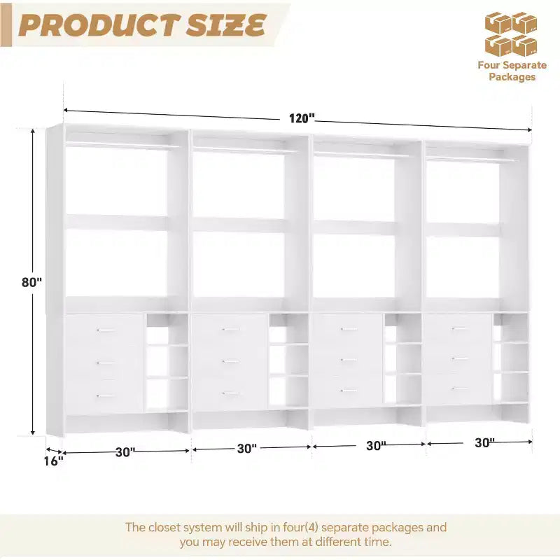 Besiost 4er-Set Kleiderschrank-Organizer mit Holzschubladen und Kleiderstangen