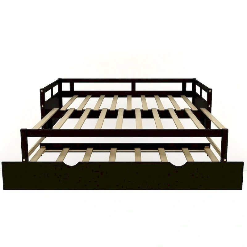 Ausziehbares Tagesbett mit Ausziehfunktion, Holztagesbett mit Ausziehfunktion